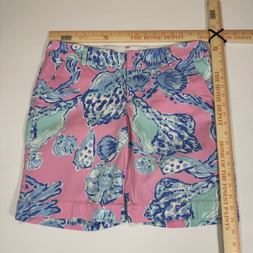 Lilly Pulitzer Women’s The Chipper Short Blue/Pink Tropical Bermuda Shorts Sz 12 - Picture 5 of 16